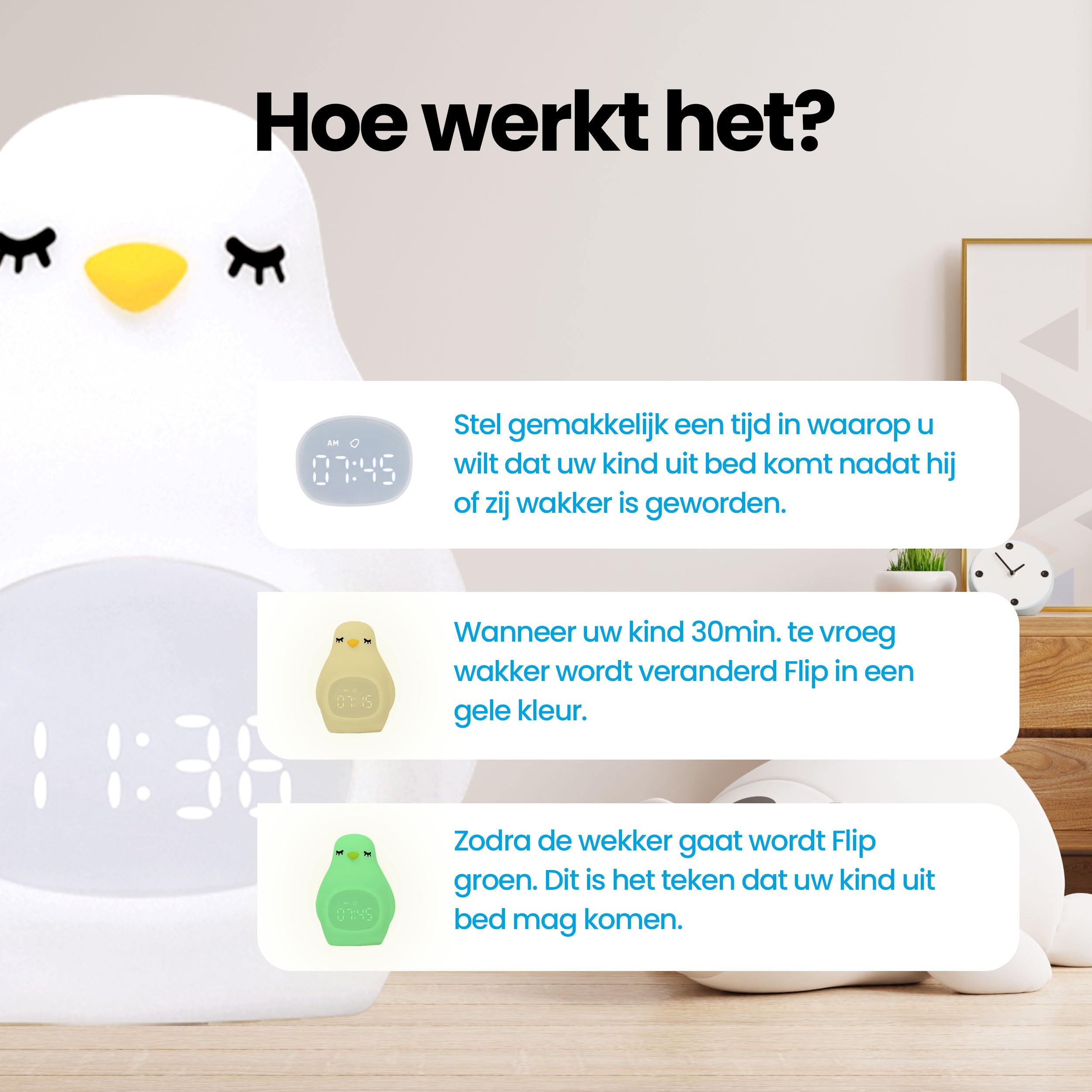 Flip de pinguin, met een stuk tekst met uitleg