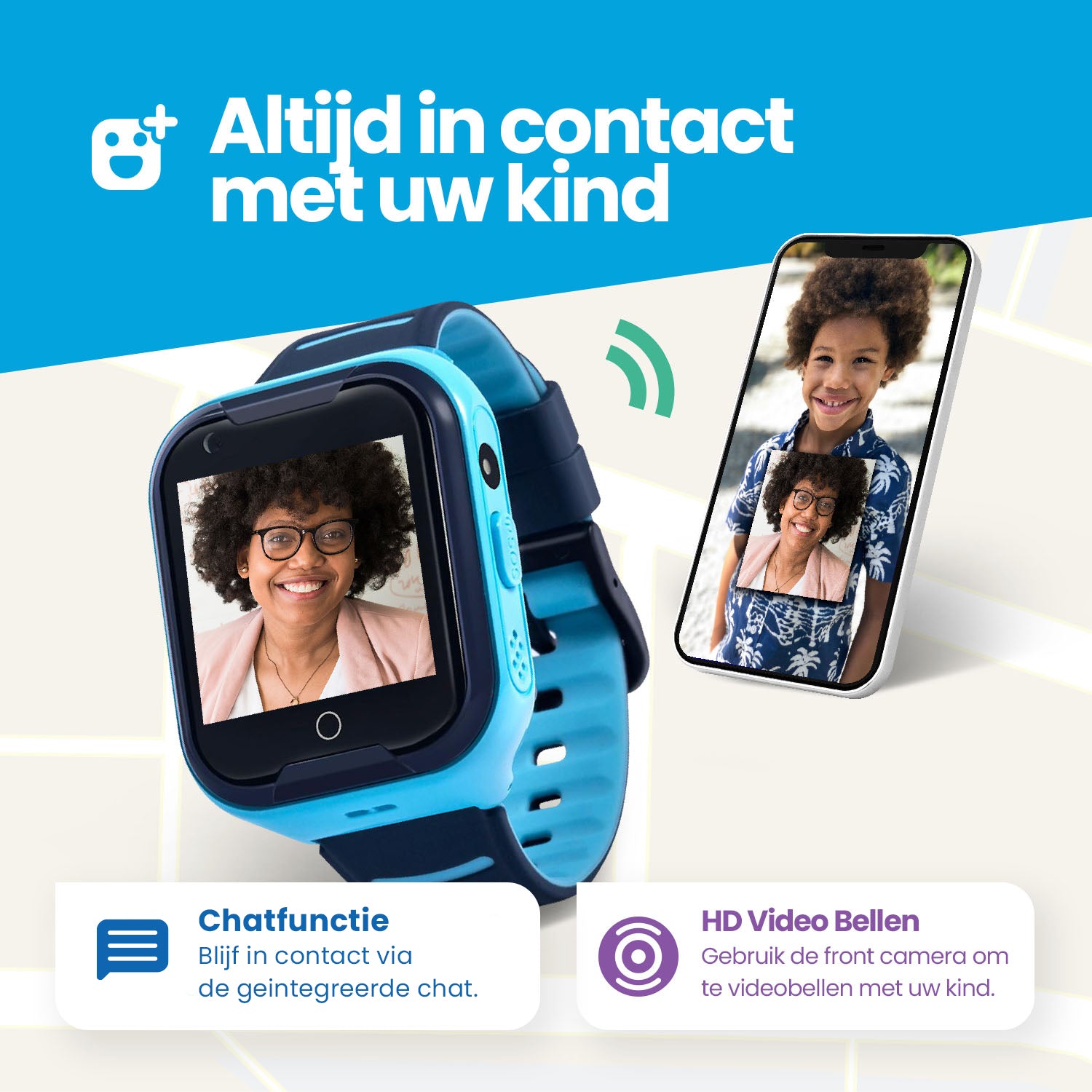 Qlokkie GPS-Uhr für Kinder – Kiddo 11 – Blau
