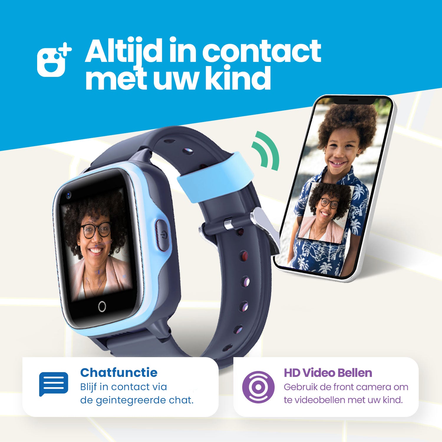 Qlokkie GPS-Uhr für Kinder – Kiddo 15 – Schwarz