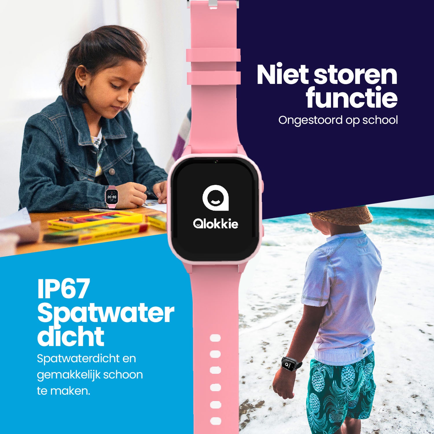 Qlokkie GPS-Uhr für Kinder – Kiddo 23 – WhatsApp – Blau