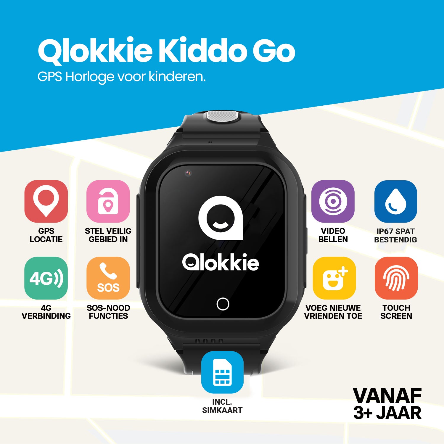 Qlokkie GPS Horloge Kind - Kiddo GO - Roze