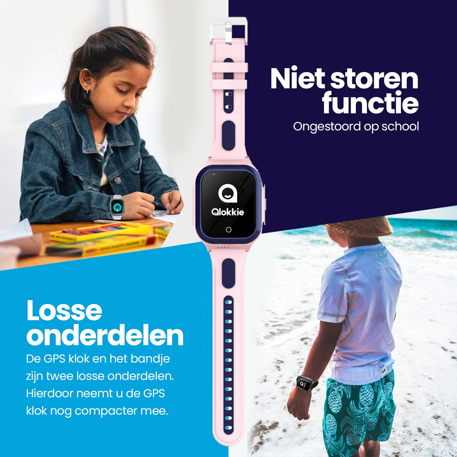 Qlokkie GPS-Uhr für Kinder – Kiddo GO – Schwarz