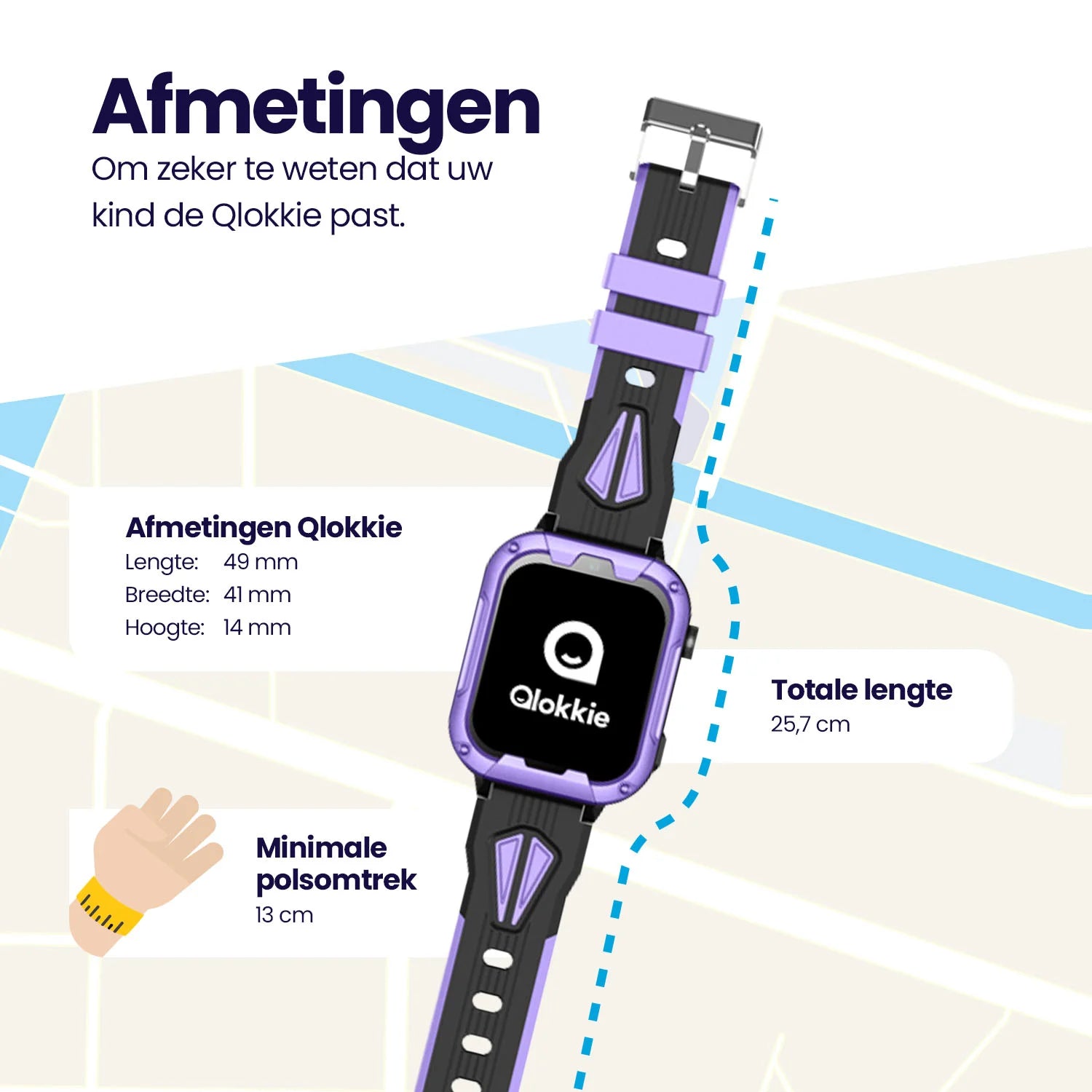 Qlokkie GPS Horloge Kind - Kiddo Play - Whatsapp - Paars