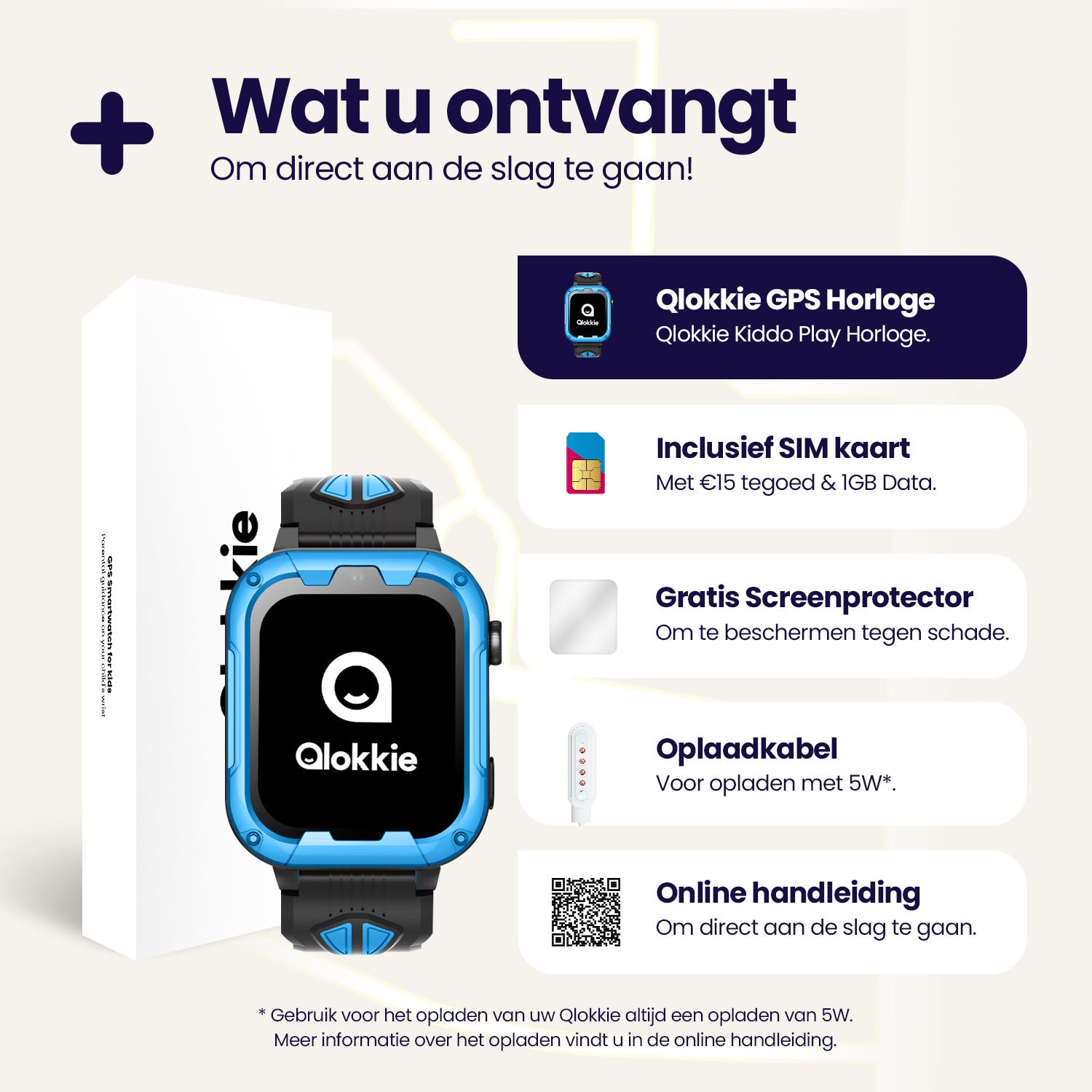Qlokkie GPS-Uhr für Kinder – Kiddo Play – WhatsApp – Blau