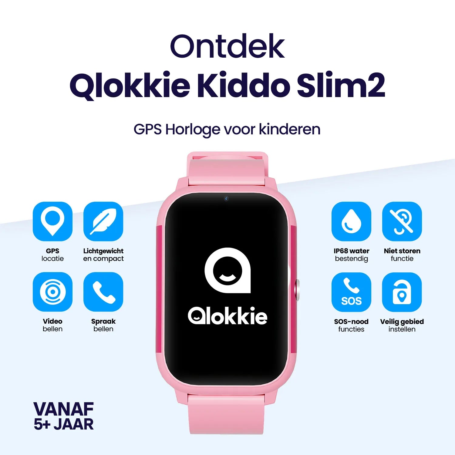 Qlokkie GPS-Uhr für Kinder – Kiddo Slim Pro – Rosa