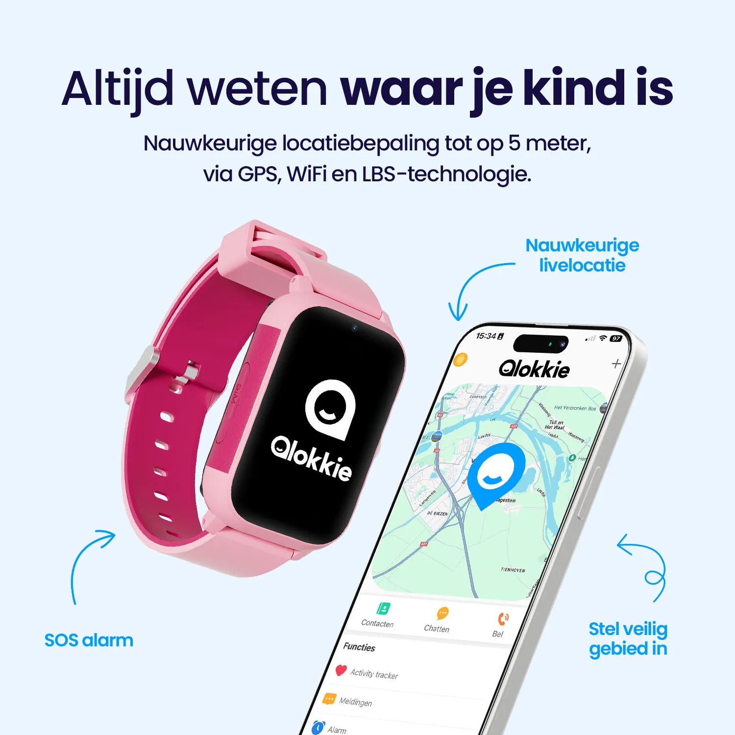 Qlokkie GPS-Uhr für Kinder – Kiddo Slim Pro – Rosa