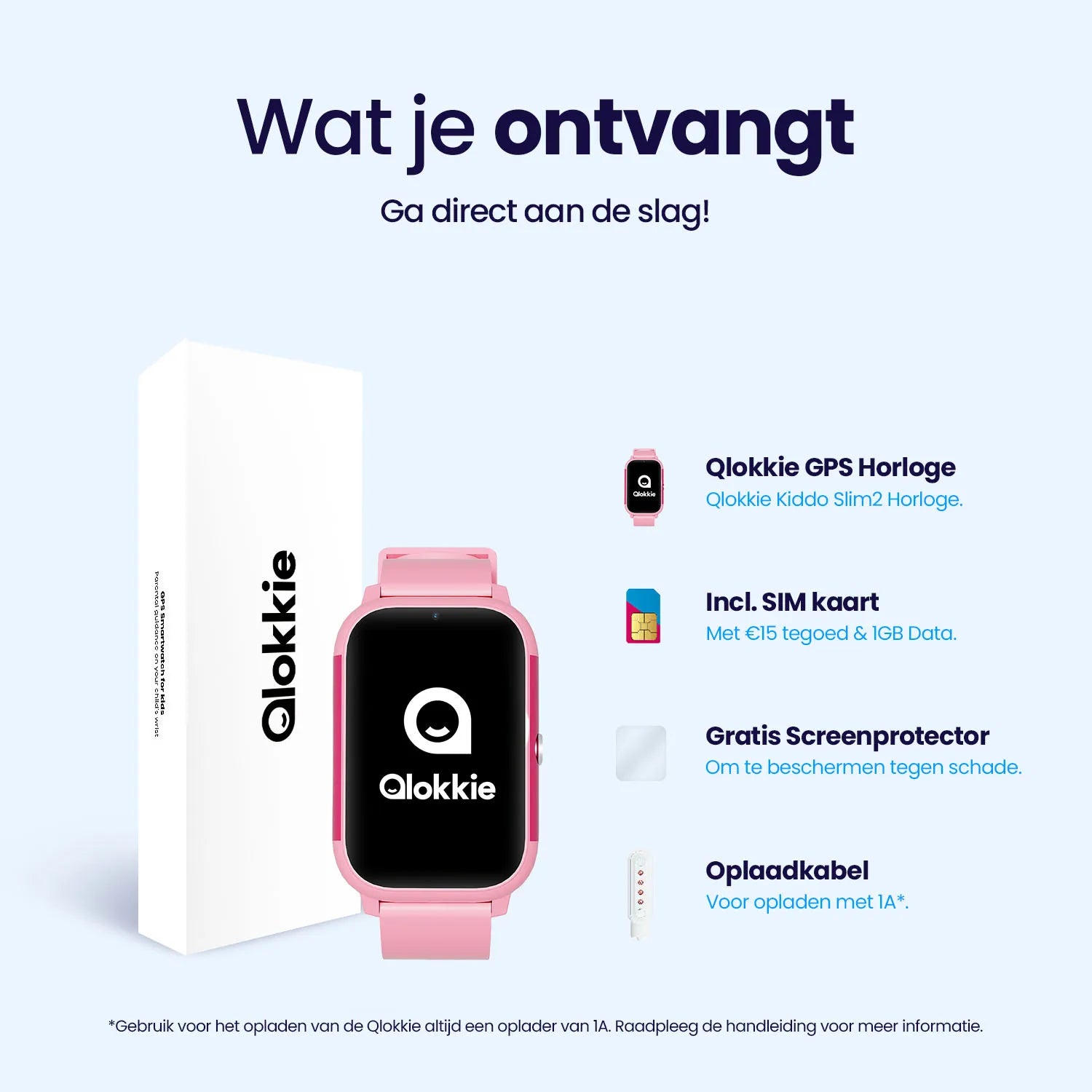 Qlokkie GPS-Uhr für Kinder – Kiddo Slim Pro – Rosa