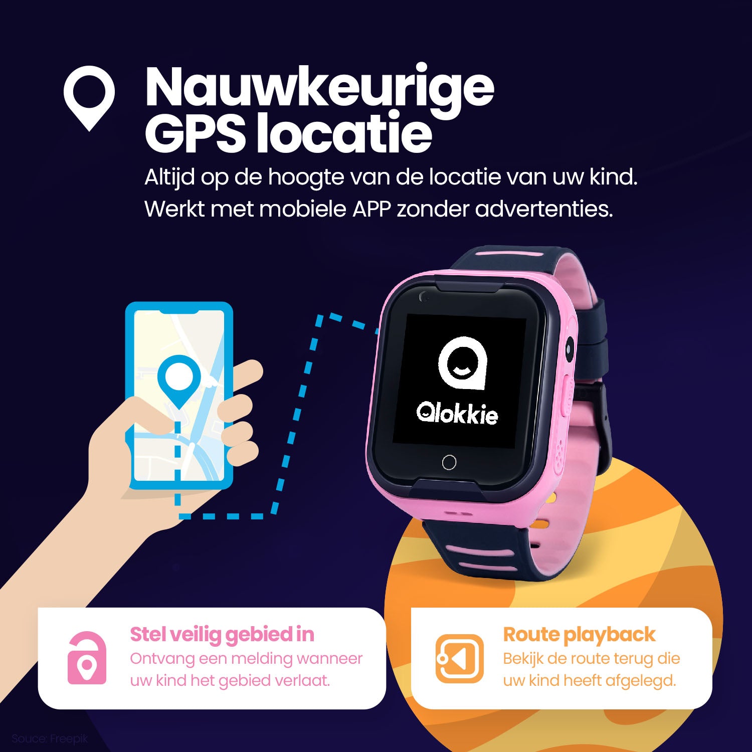 Qlokkie GPS-Uhr für Kinder – Kiddo 11 – Blau