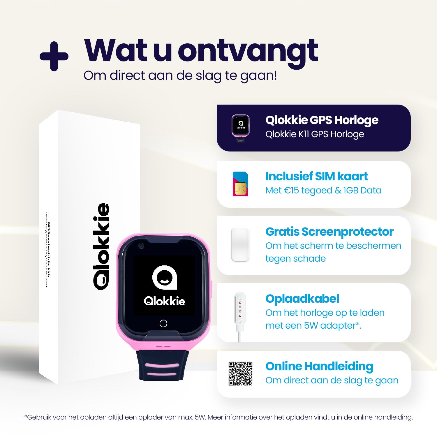 Qlokkie GPS-Uhr für Kinder – Kiddo 11 – Rosa