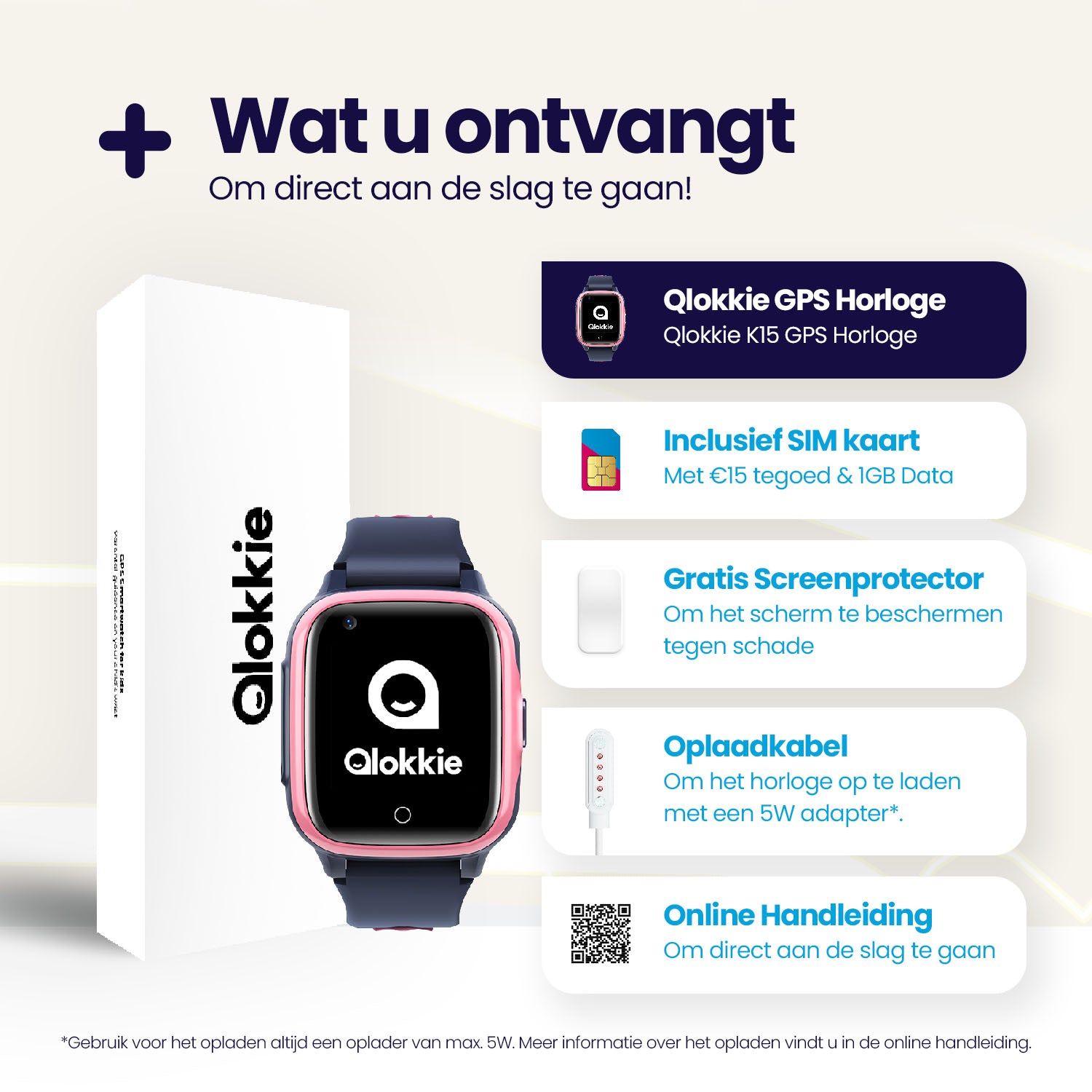 Qlokkie GPS-Uhr für Kinder – Kiddo 15 – Rosa