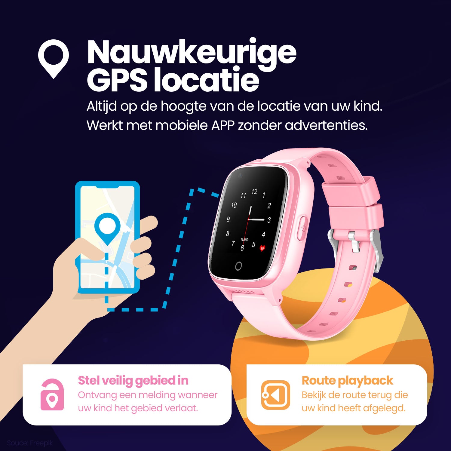 Qlokkie GPS-Uhr für Kinder - Kiddo 21 - Blau