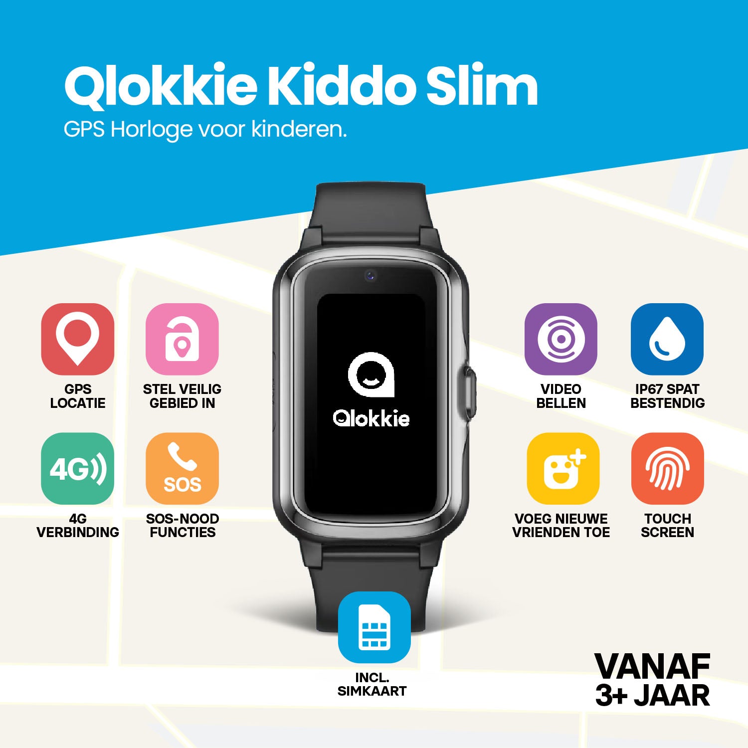 Qlokkie GPS Watch Child - Kiddo Slim - Black
