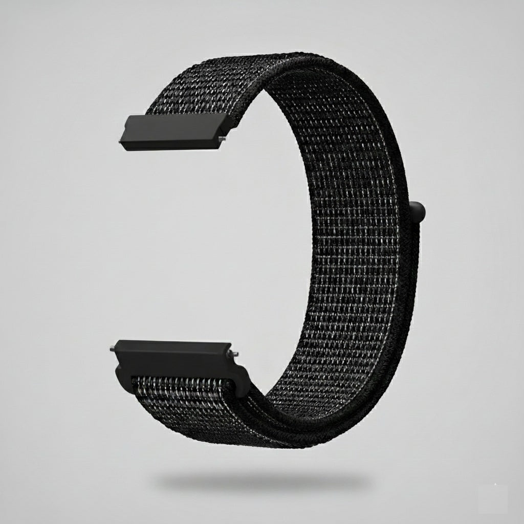 Uhrenarmband mit Klettverschluss – 20 mm – Schwarz