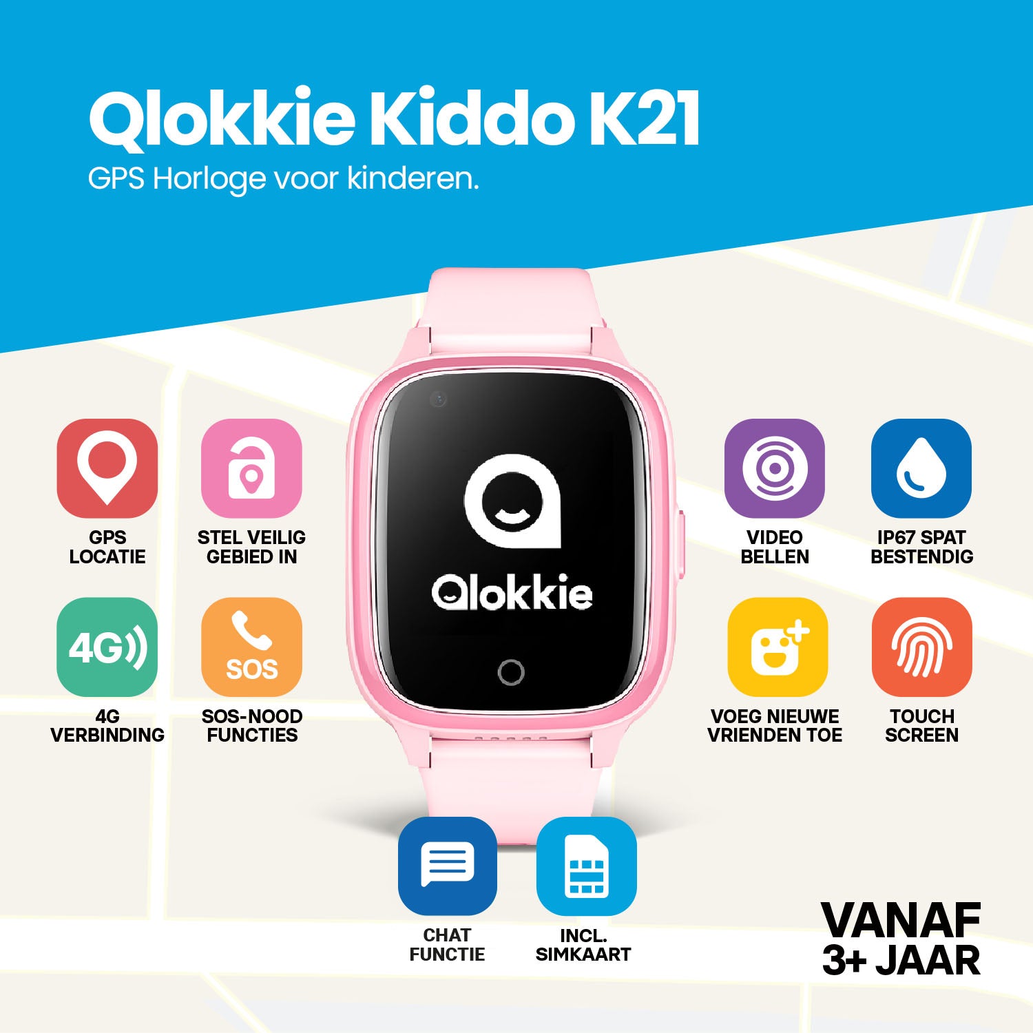Qlokkie GPS Watch Child - Kiddo 21 - Pink