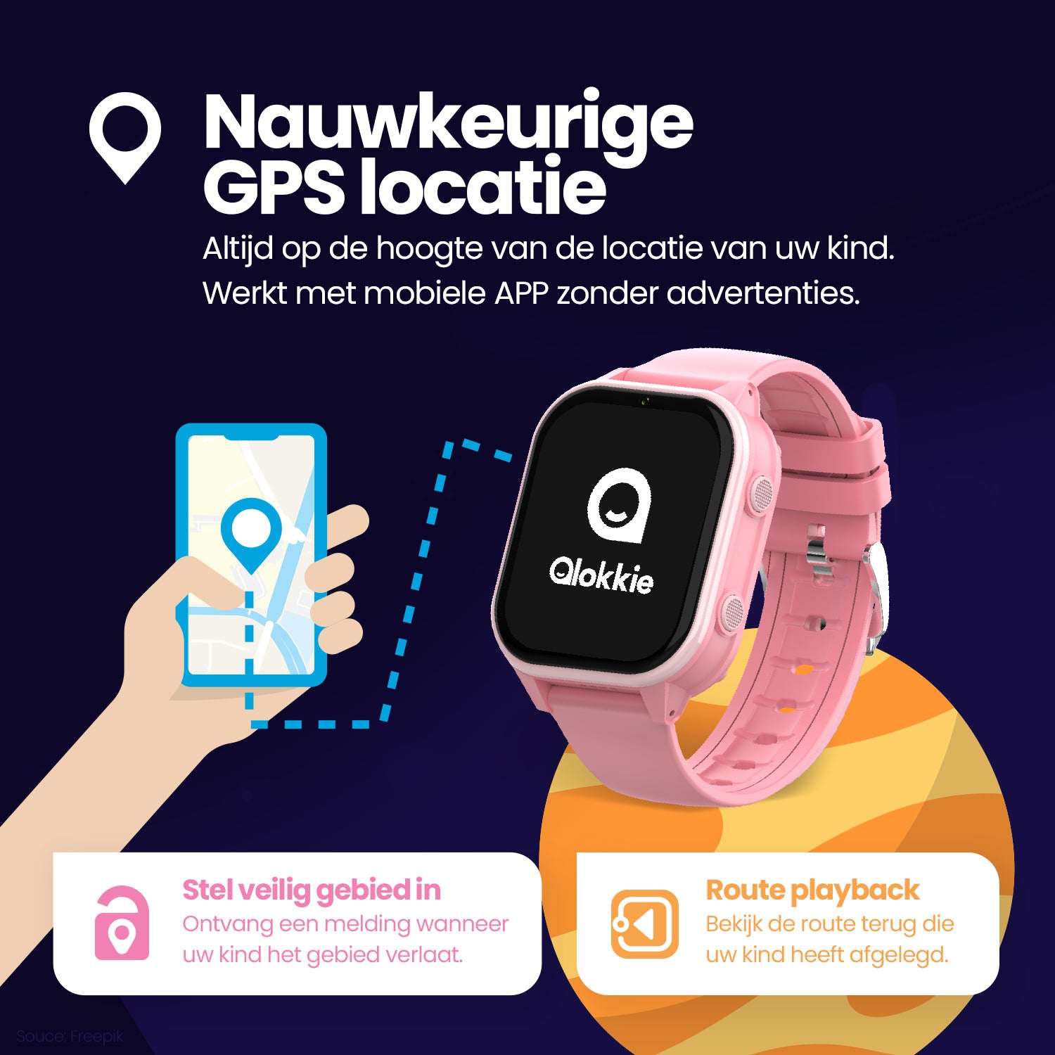 Qlokkie GPS-Uhr für Kinder – Kiddo 23 – WhatsApp – Blau 
