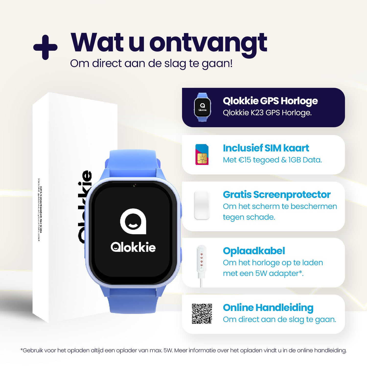 Qlokkie GPS-Uhr für Kinder – Kiddo 23 – WhatsApp – Blau 