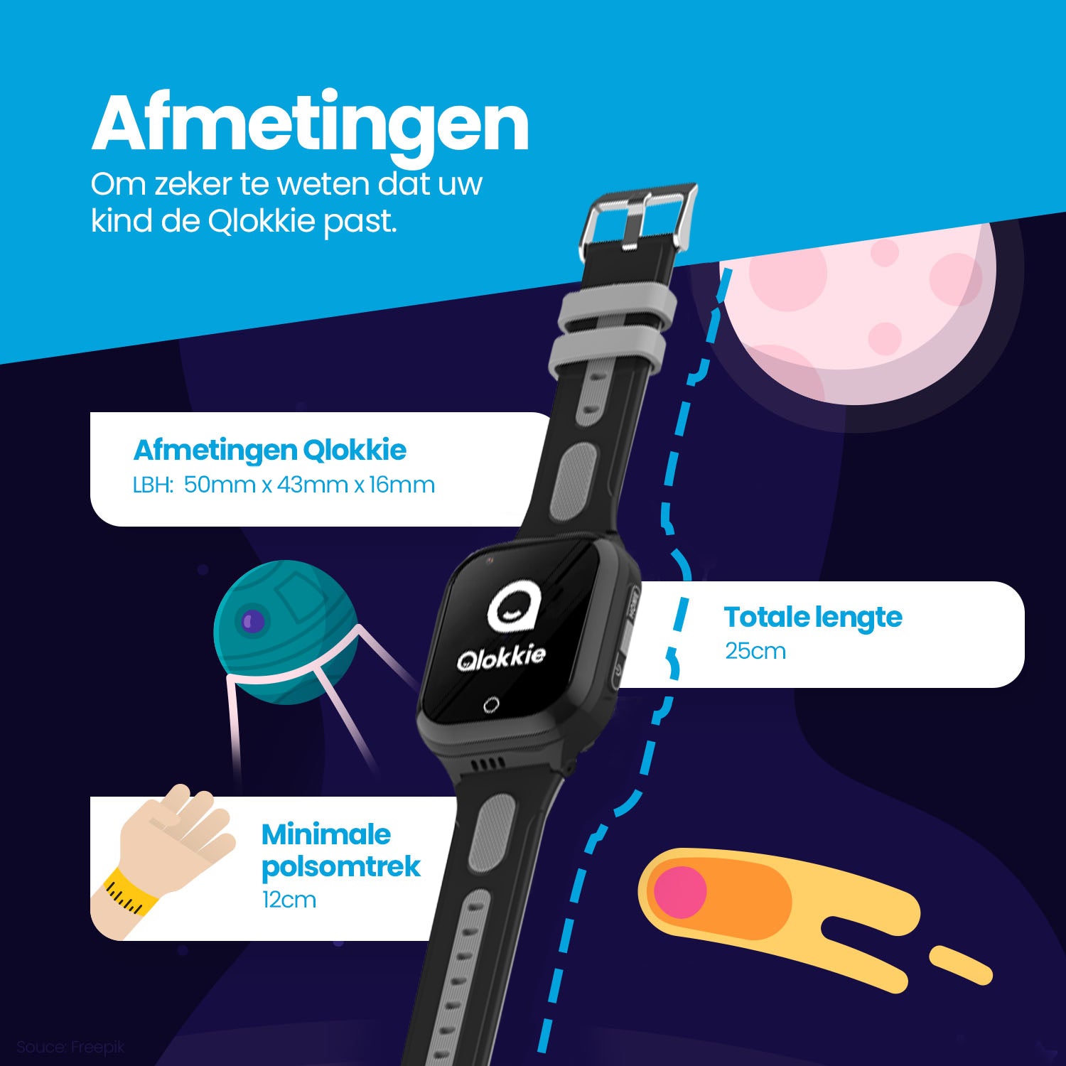 Qlokkie GPS-Uhr für Kinder – Kiddo GO – Blau 