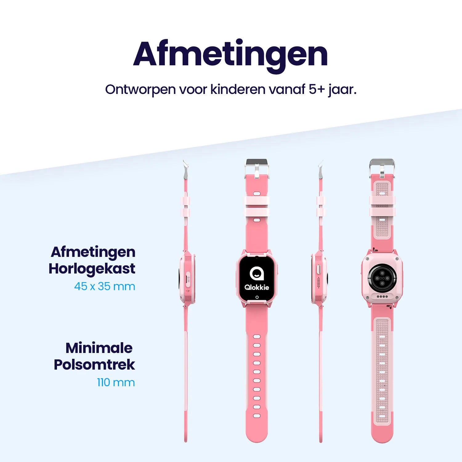 Qlokkie GPS Horloge Kind - Kiddo Lite - Roze