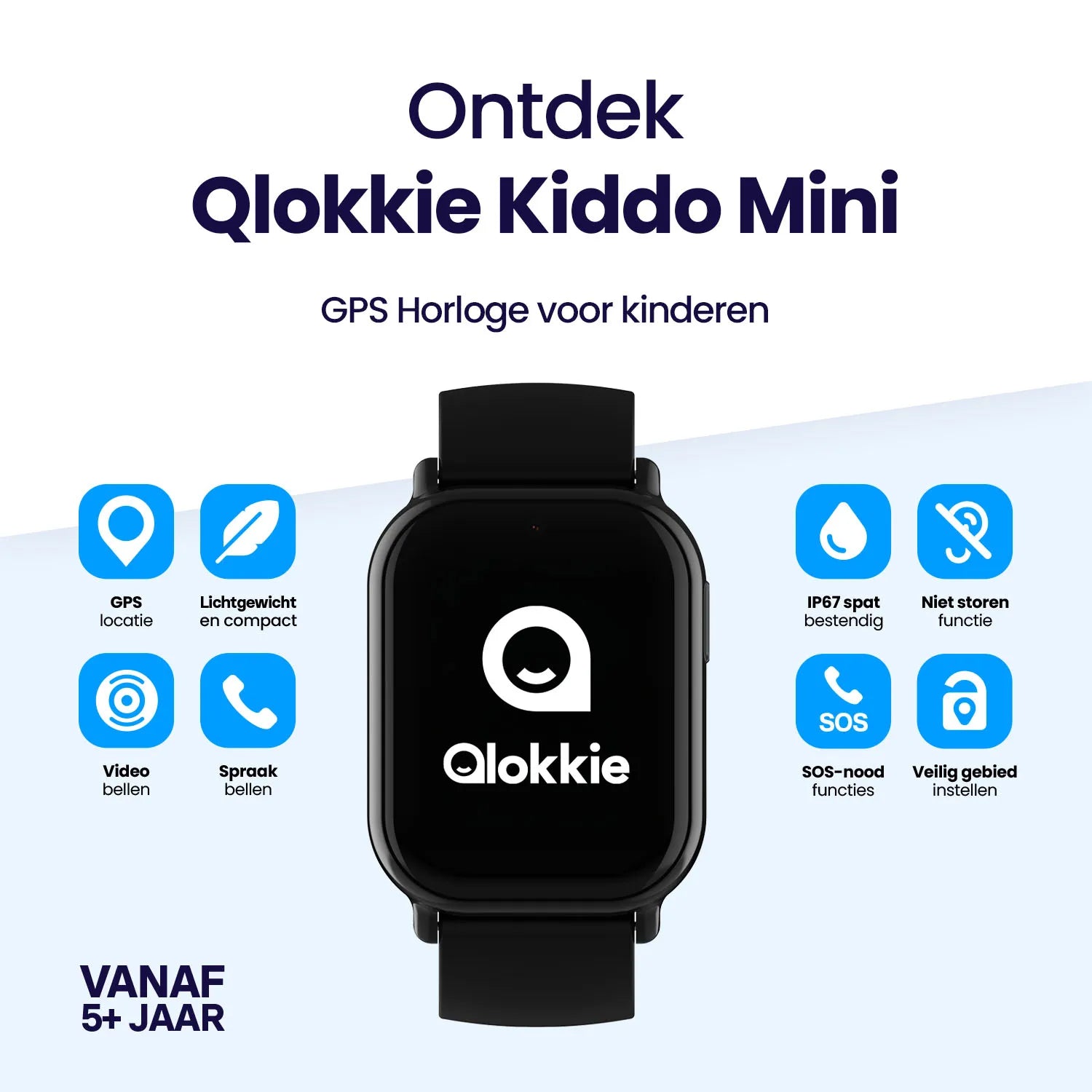 Qlokkie Kiddo Mini – Compact GPS Watch for Kids – Black 