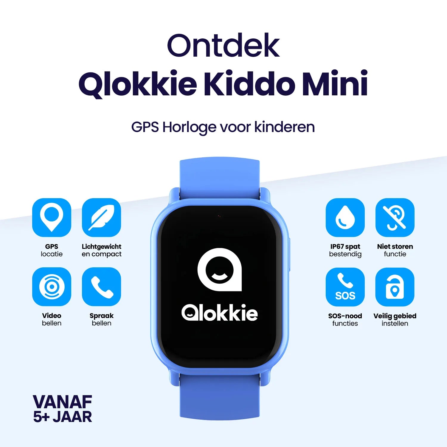 Qlokkie Kiddo Mini – Kompakte GPS-Uhr für Kinder – Blau 