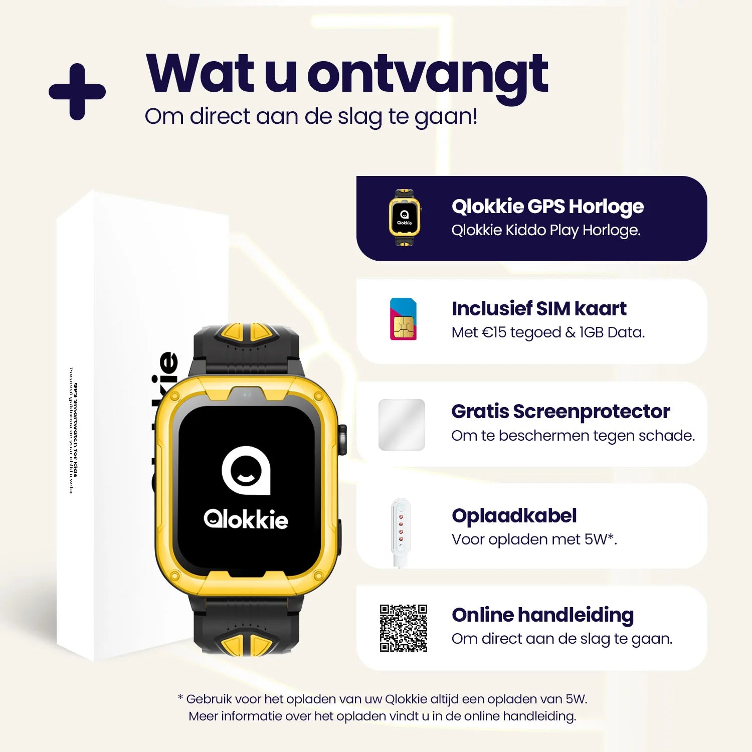 Qlokkie GPS-Uhr für Kinder – Kiddo Play – WhatsApp – Gelb