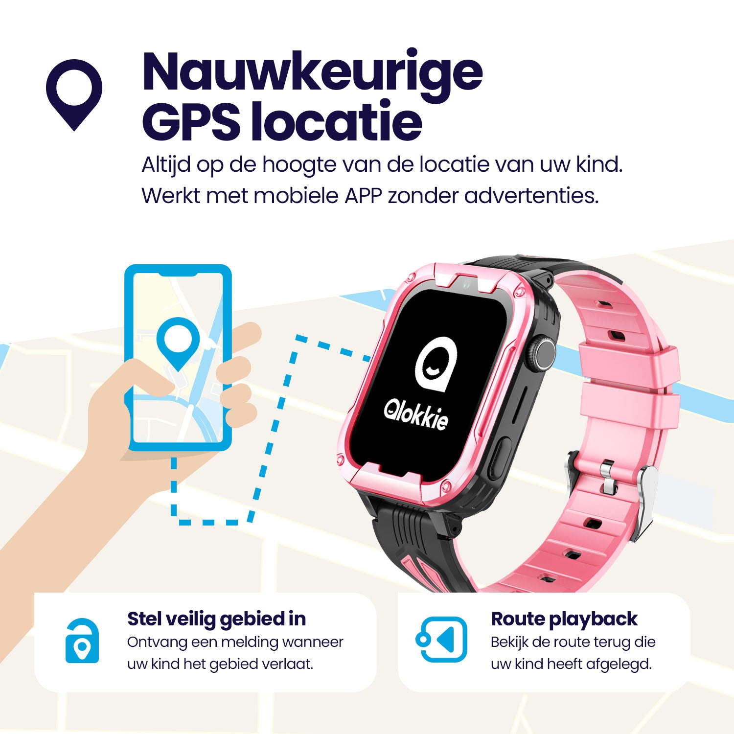 Qlokkie GPS-Uhr für Kinder – Kiddo Play – WhatsApp – Schwarz 