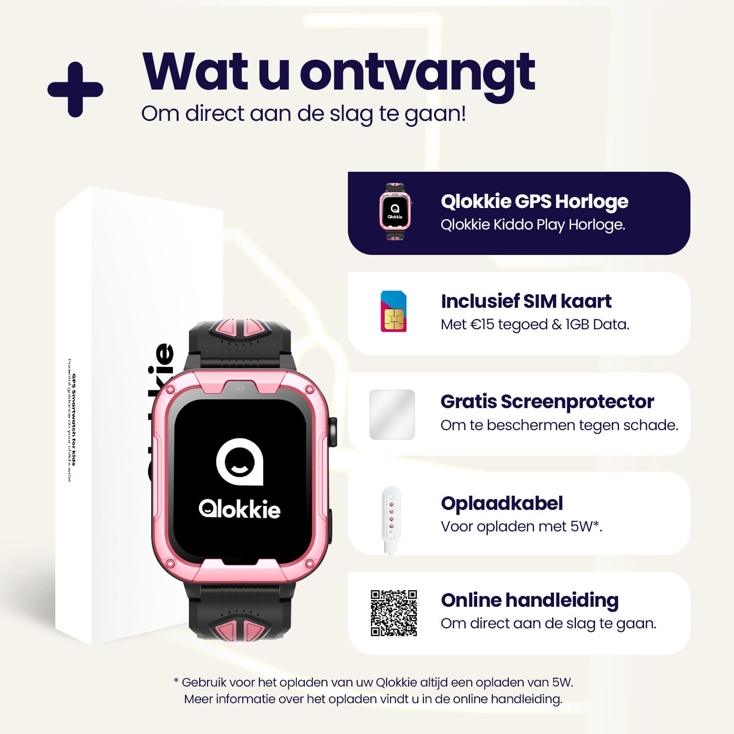 Qlokkie GPS-Uhr für Kinder – Kiddo Play – WhatsApp – Schwarz 