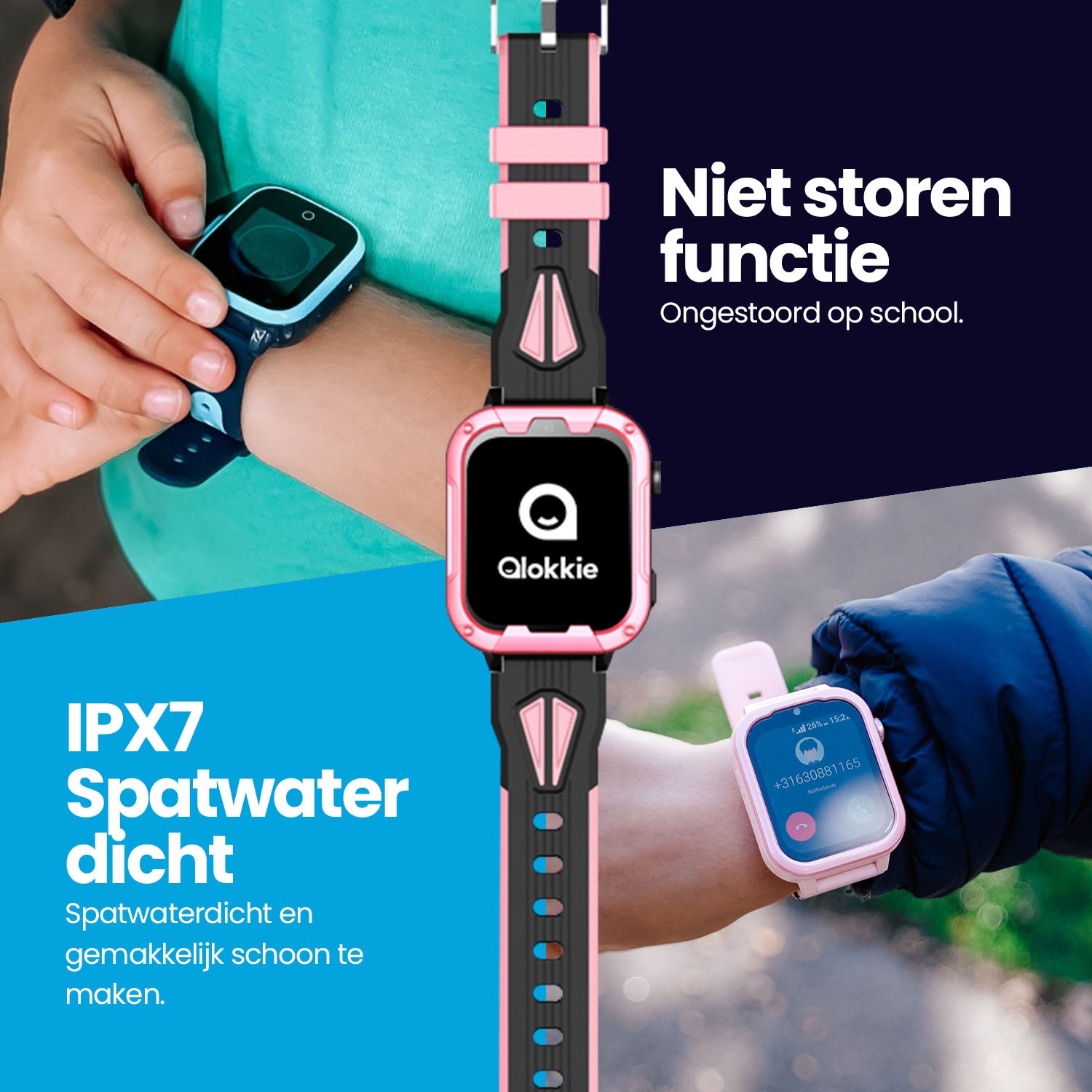 Qlokkie GPS-Uhr für Kinder – Kiddo Play – WhatsApp – Schwarz 