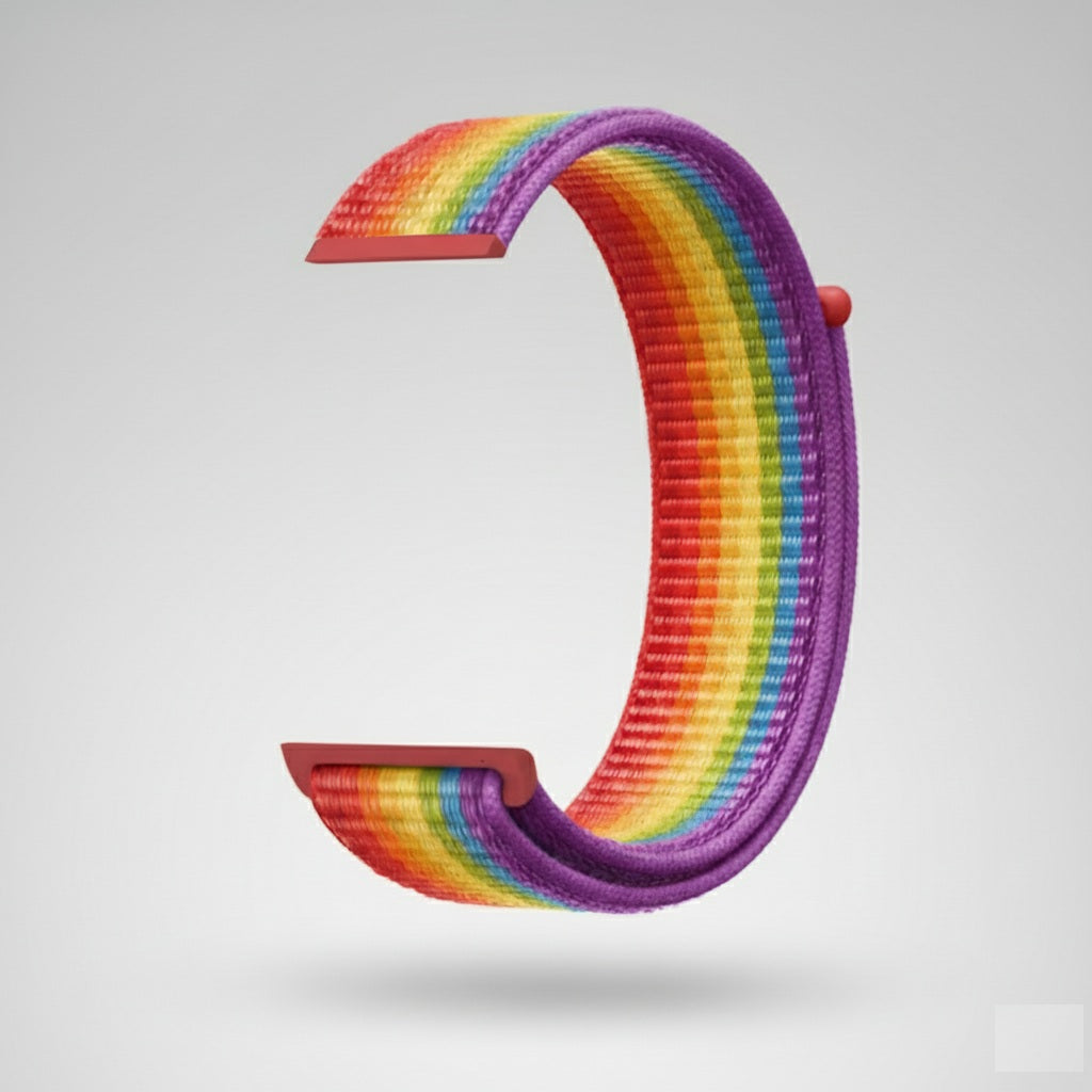 Uhrenarmband mit Klettverschluss – 20 mm – Regenbogenfarben