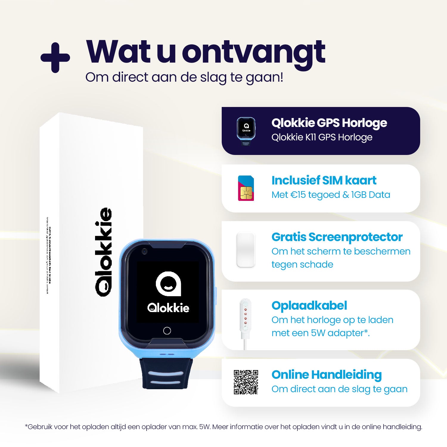 Qlokkie GPS-Uhr für Kinder – Kiddo 11 – Blau 