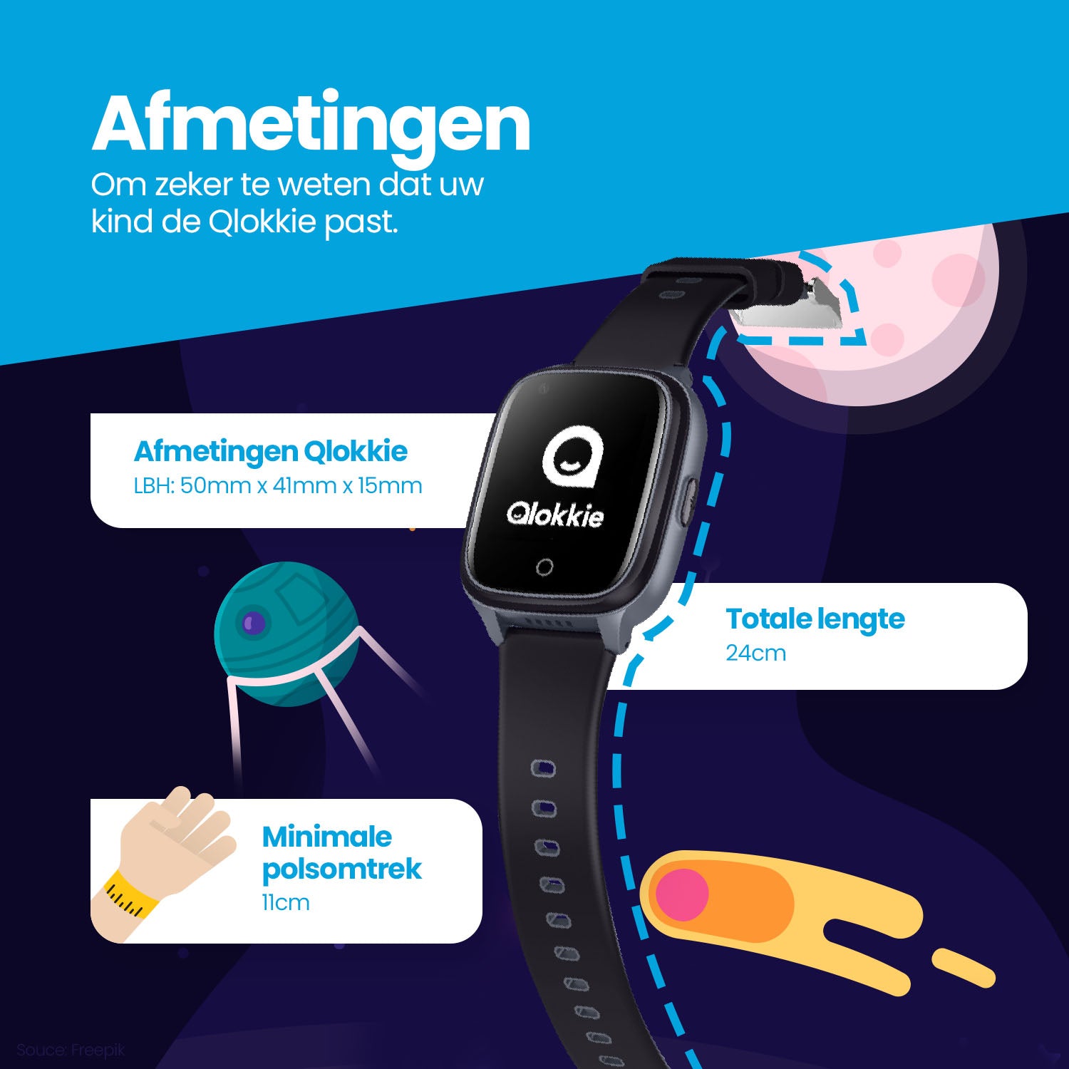 Qlokkie GPS-Uhr für Kinder – Kiddo 21 – Schwarz 