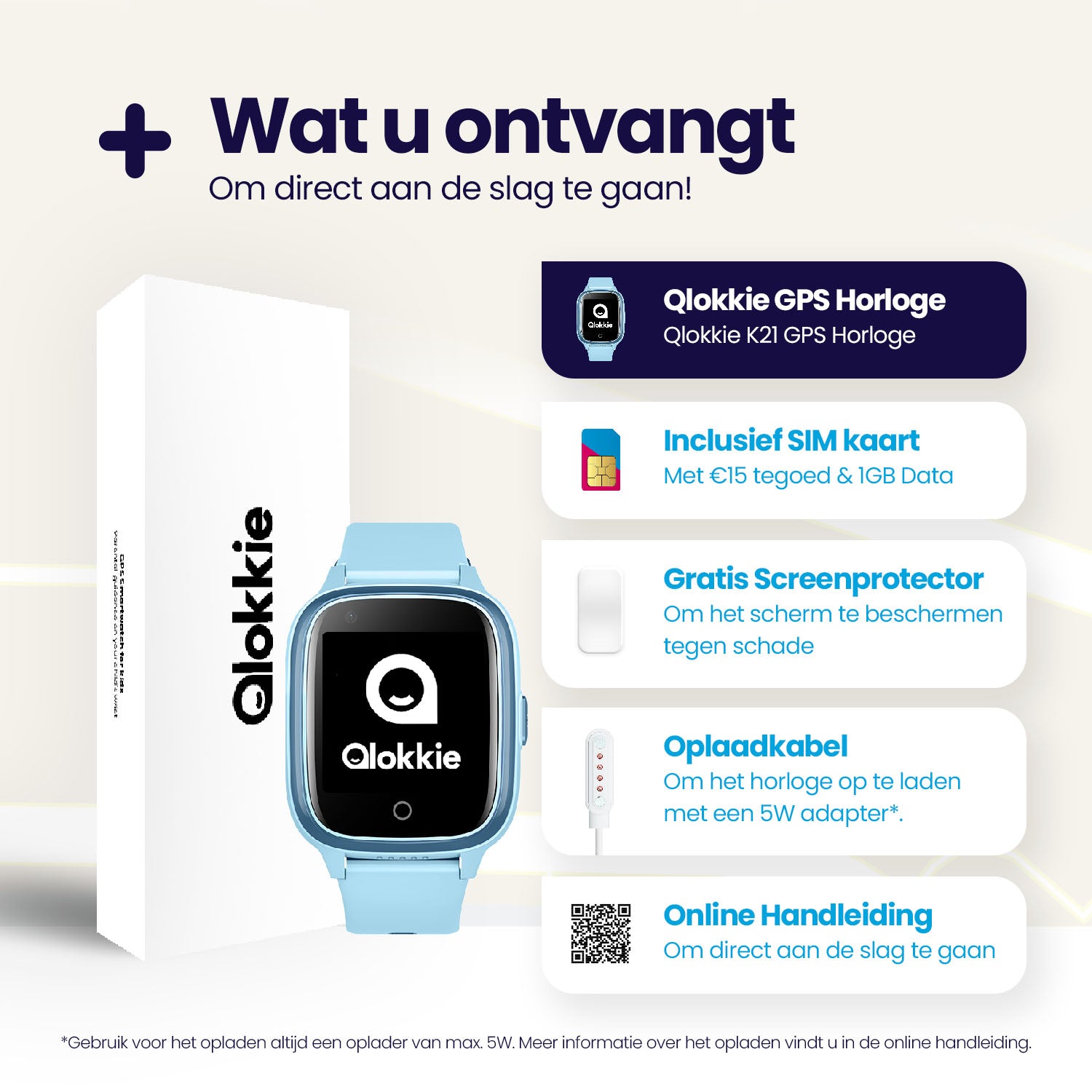 Qlokkie GPS-Uhr für Kinder - Kiddo 21 - Blau 